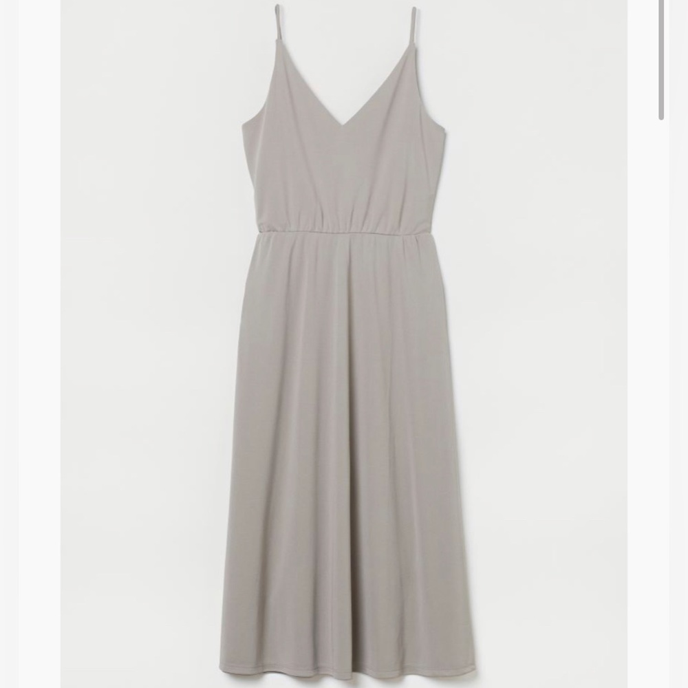 H&M Maxi Polyester Jersey Dress Small Taupe
